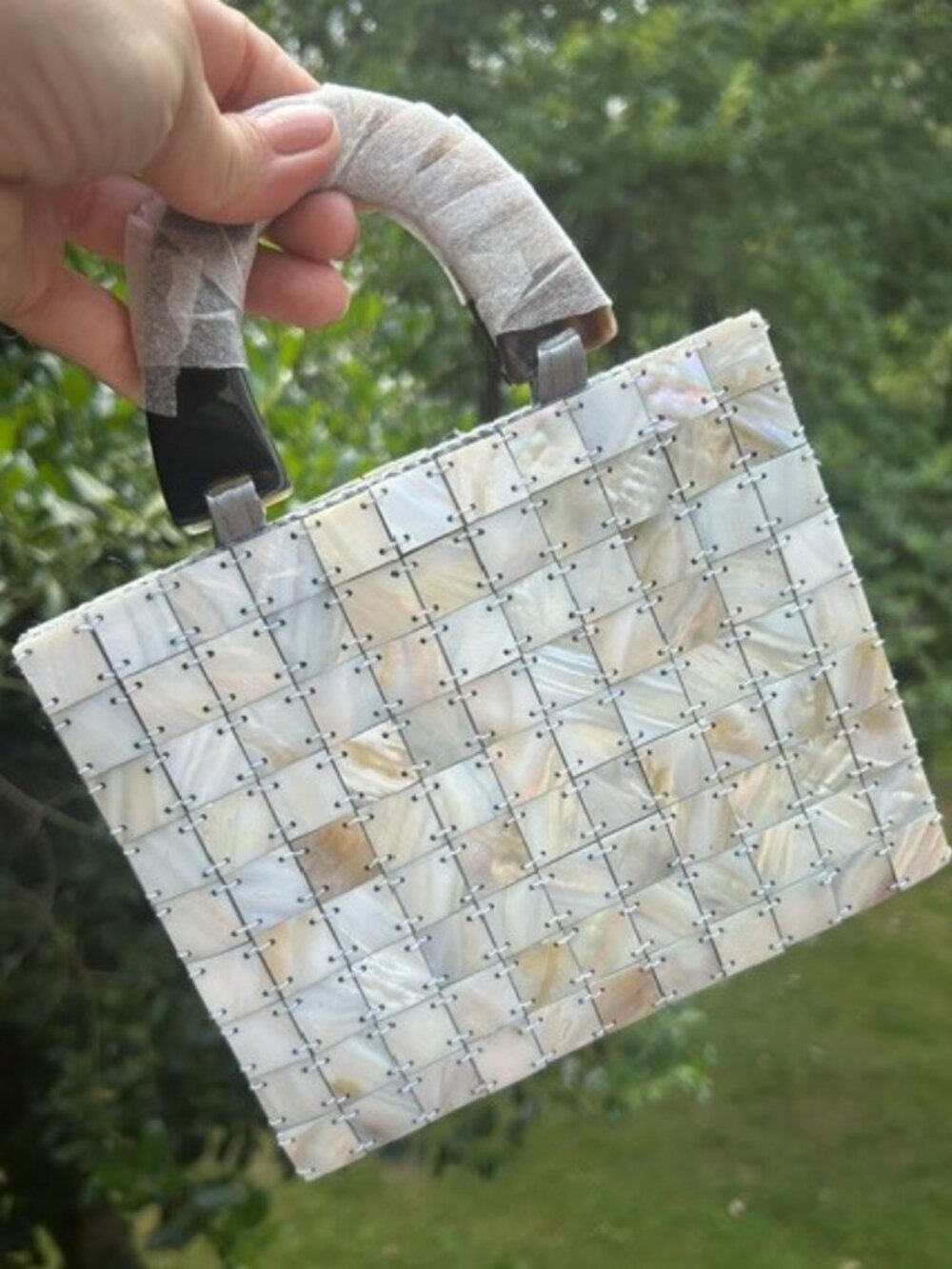 MOTHER OF PEARL Natural Horn Tortoise Shell Handle PURSE - Picture 3 of 7